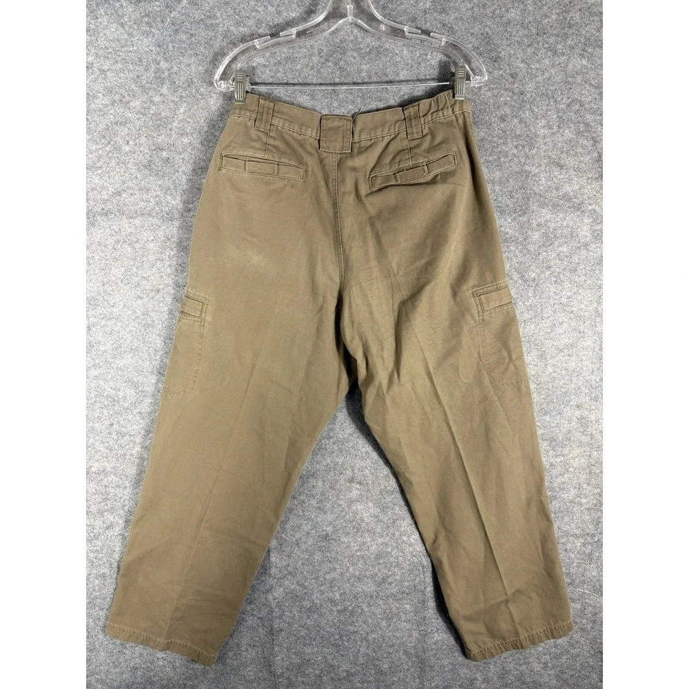 LL Bean Pants Mens 35 Brown Cotton Chino Cargo Flat Front Mid Rise Slash Pockets